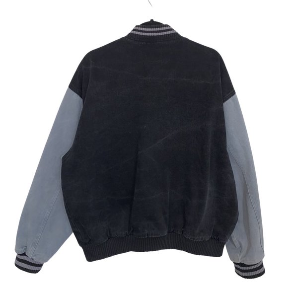 Vintage Denim Varsity Baseball Bomber Jacket - Picture 6 of 7
